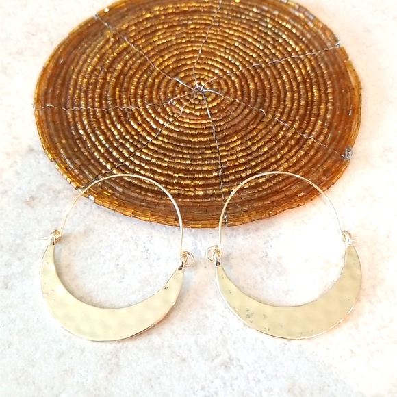 3 for $15 Textured Gold Hoop Earrings - Picture 2 of 5
